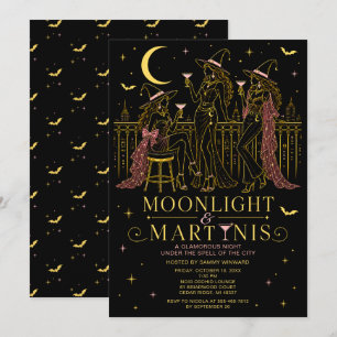 Moonlight & Martinis Halloween Girls Night Invitation