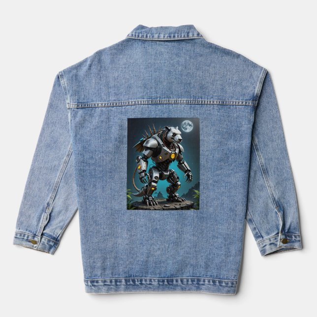 Moonlight Mechapanda Warrior Battle T-shirt Denim Jacket (Back)