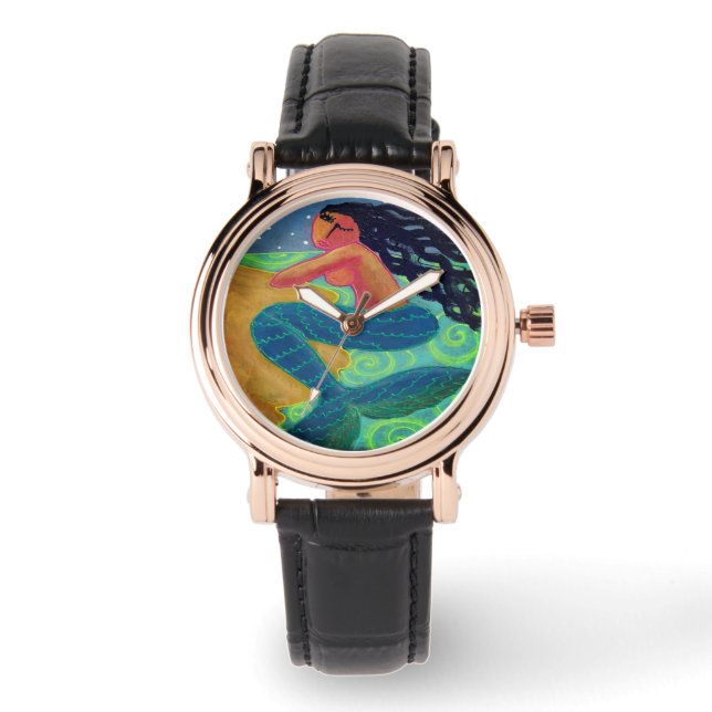 Moonlight Mermaid Abstract Wearable Art Watch (Front)