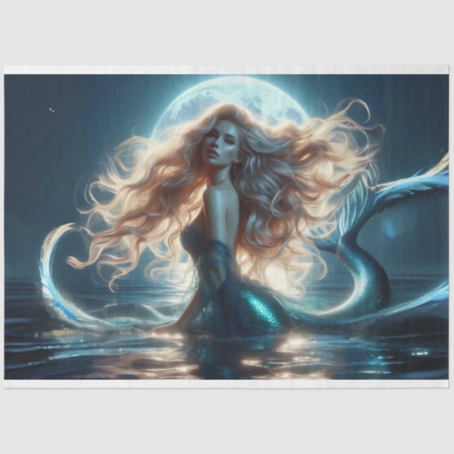 Moonlight Mermaid Night Tissue Paper (Front)