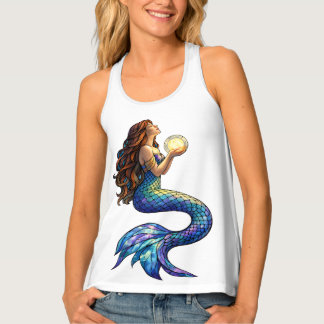 Moonlight Mermaid Stained Glass Art Tank Top