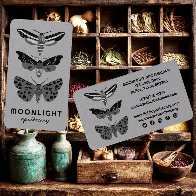 Moonlight MOTHS Gothic Apothecary Herbalist  Business Card (Moonlight MOTHS Gothic Apothecary Herbalist Business Card
)