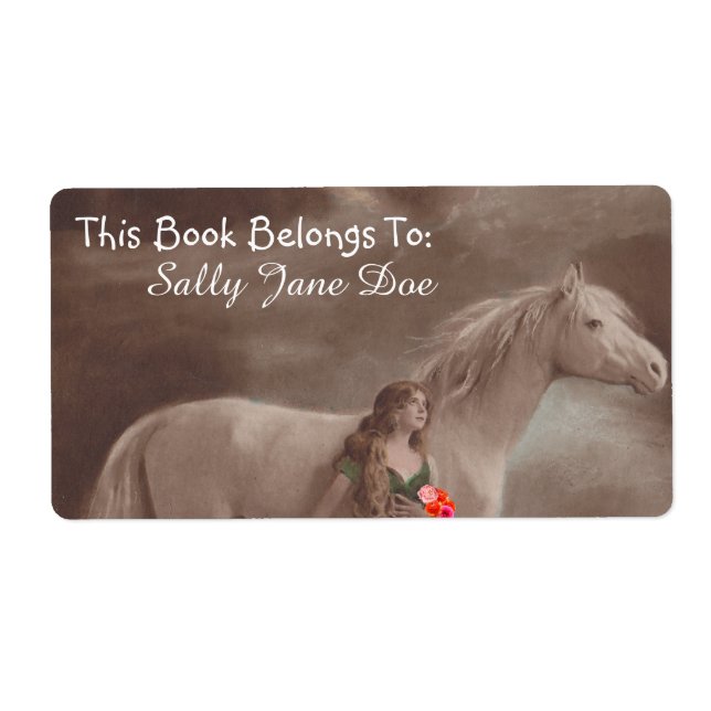 Moonlight Night Dream Horse Lady Bookplates Labels (Front)