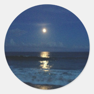 MOONLIGHT on the BEACH Classic Round Sticker