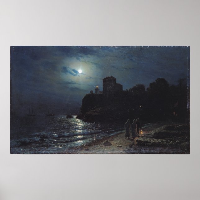 Moonlight on the Edge of a Lake, 1870 Poster (Front)