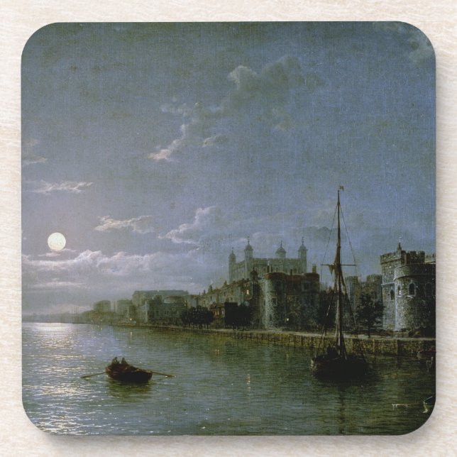 Moonlight on the Thames Beverage Coaster (Front)