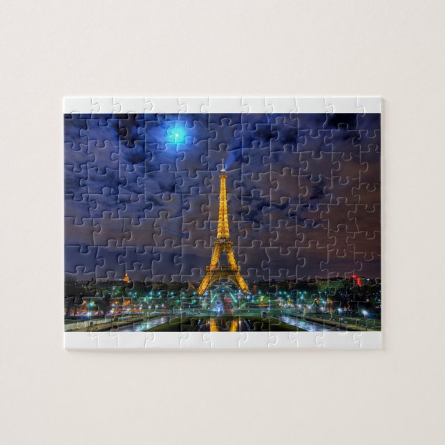 Moonlight over Eiffel Tower puzzle (Horizontal)