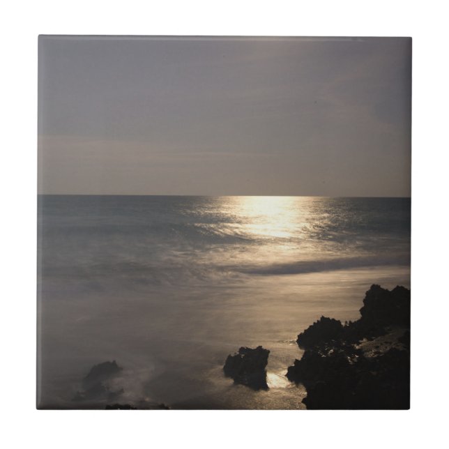 Moonlight Over Ocean Ceramic Tile (Front)