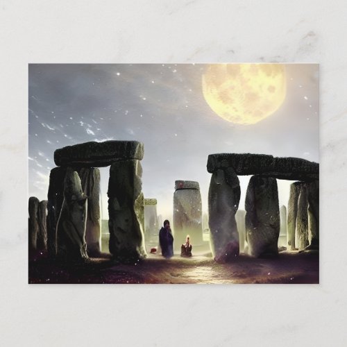 Moonlight Over Stonehenge Digital Art   Postcard