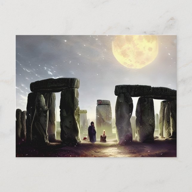 Moonlight Over Stonehenge Digital Art   Postcard (Front)