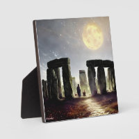 Moonlight Over Stonehenge Digital Art Tabletop Plaque