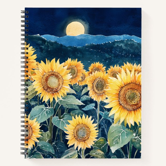 Moonlight over Sunflowers Notebook (Front)