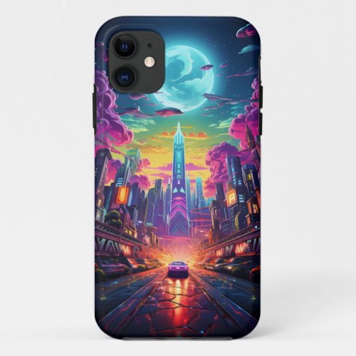 Moonlight over the city iPhone 11 case