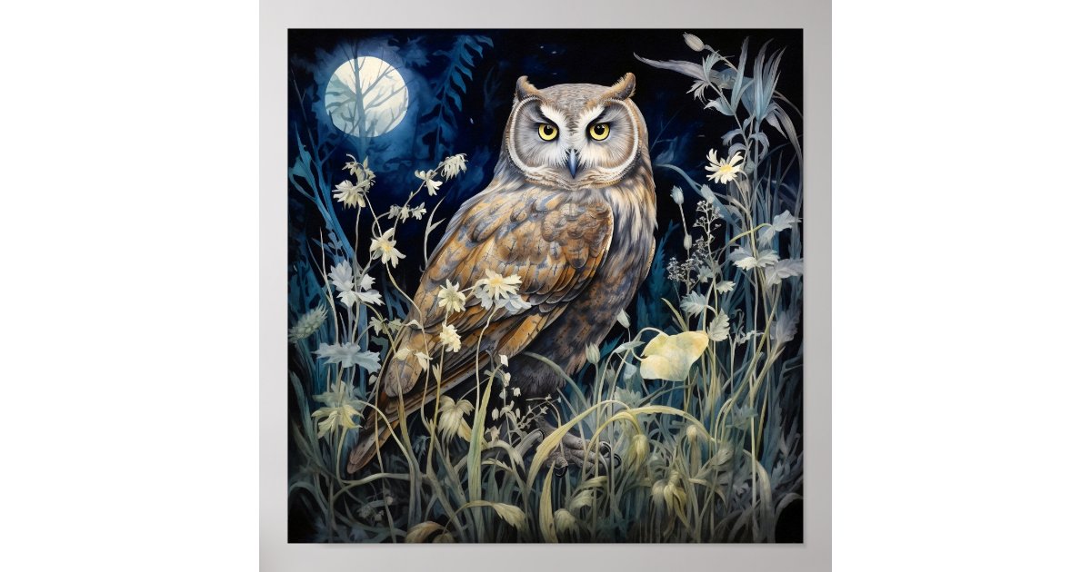Moonlight Owl Art Print Zazzle