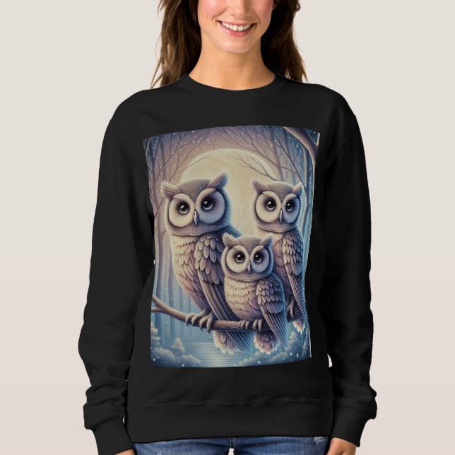 Moonlight Owls – Elegant & Stylish T-Shirt Sweatshirt (Front)