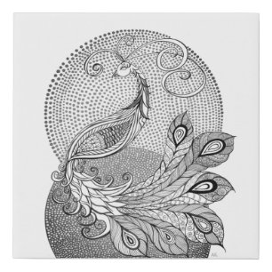 Moonlight Peacock Faux Canvas Print