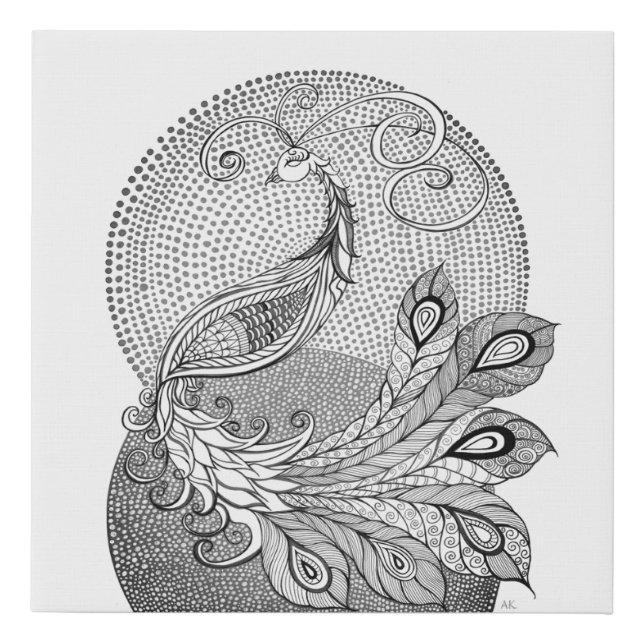 Moonlight Peacock Faux Canvas Print (Front)