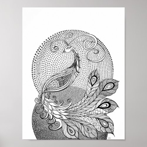 Moonlight Peacock Poster