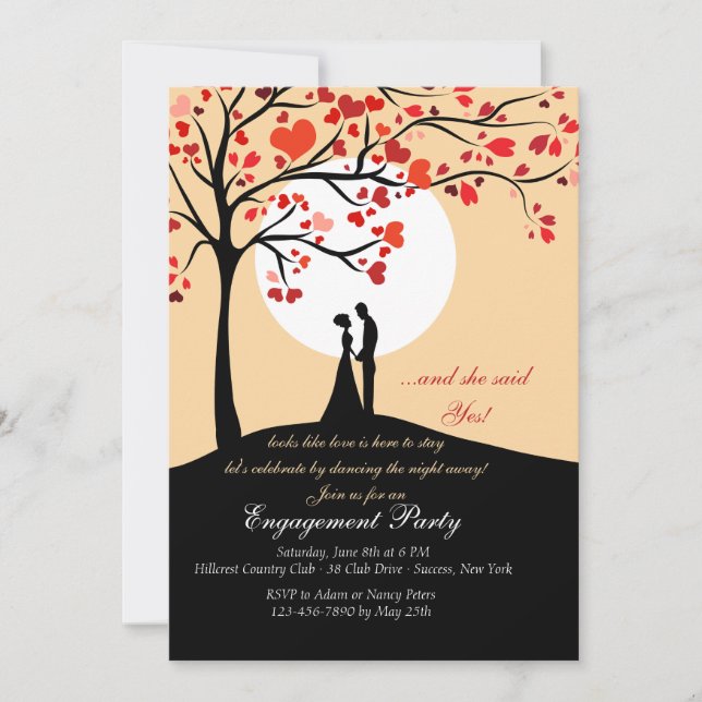 Moonlight Proposal Engagement Party Invitation (Front)