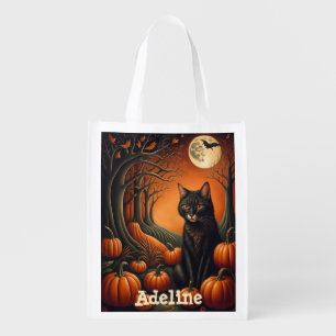 Moonlight Pumpkin Patch Personalized Halloween Grocery Bag