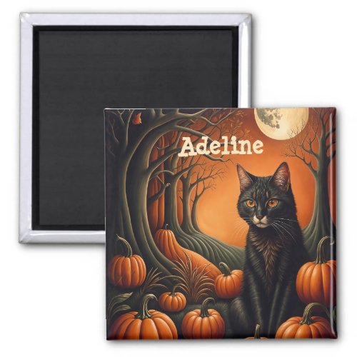 Moonlight Pumpkin Patch Personalized Halloween Magnet