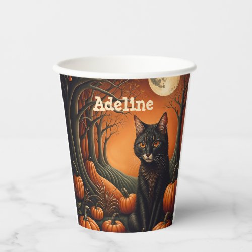 Moonlight Pumpkin Patch Personalized Halloween Paper Cups