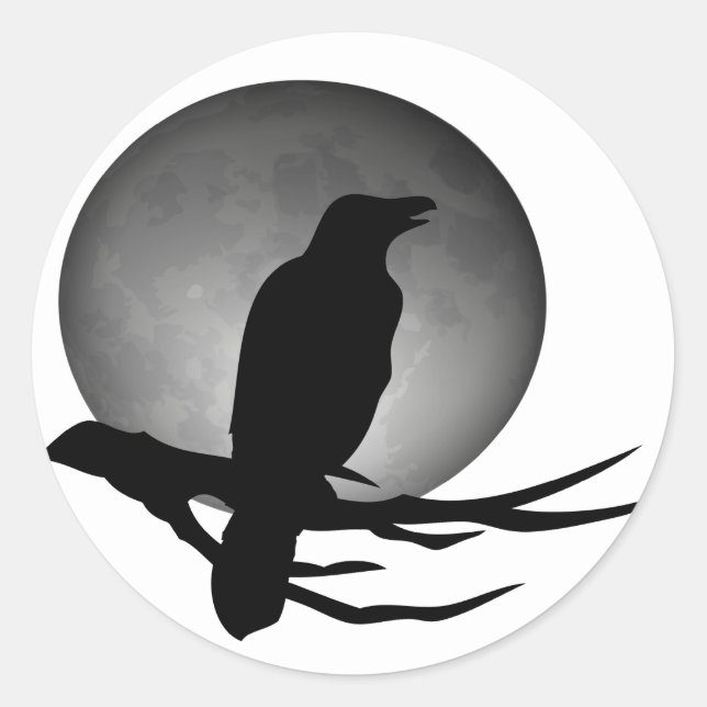 moonlight raven classic round sticker (Front)