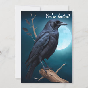 Moonlight Raven Halloween Invitation