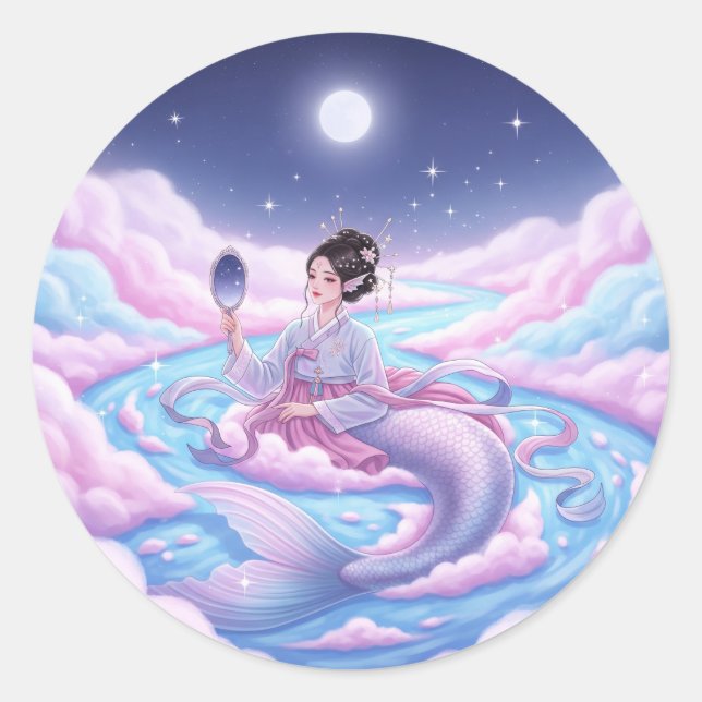 Moonlight Reflection Classic Round Sticker (Front)