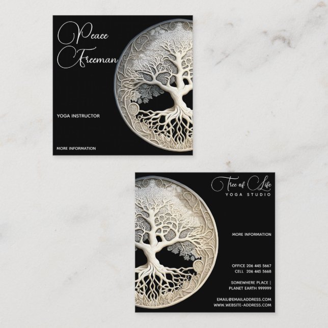 Moonlight Remembered | Tree of Life Square Business Card (Front/Back)