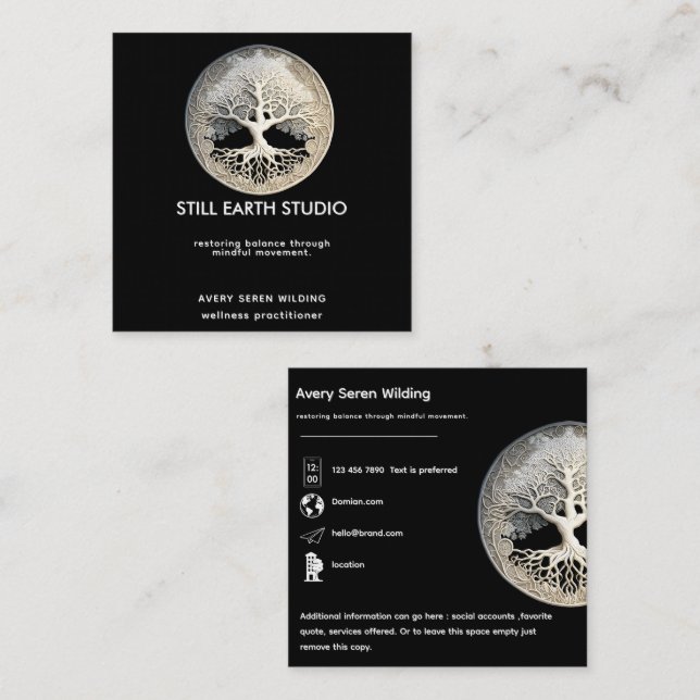 Moonlight Remembered | Tree of Life Square Business Card (Front/Back)