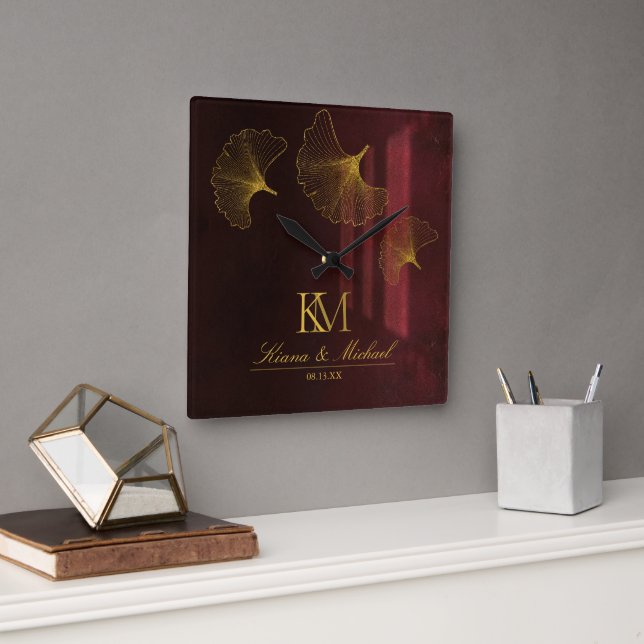 Moonlight Romance Burgundy ID881  Square Wall Clock (Office)