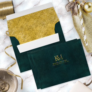 Moonlight Romance Emerald Green/Pebbled Gold ID881 Envelope