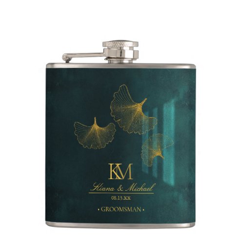 Moonlight Romance Groomsman Emerald Green ID881 Flask