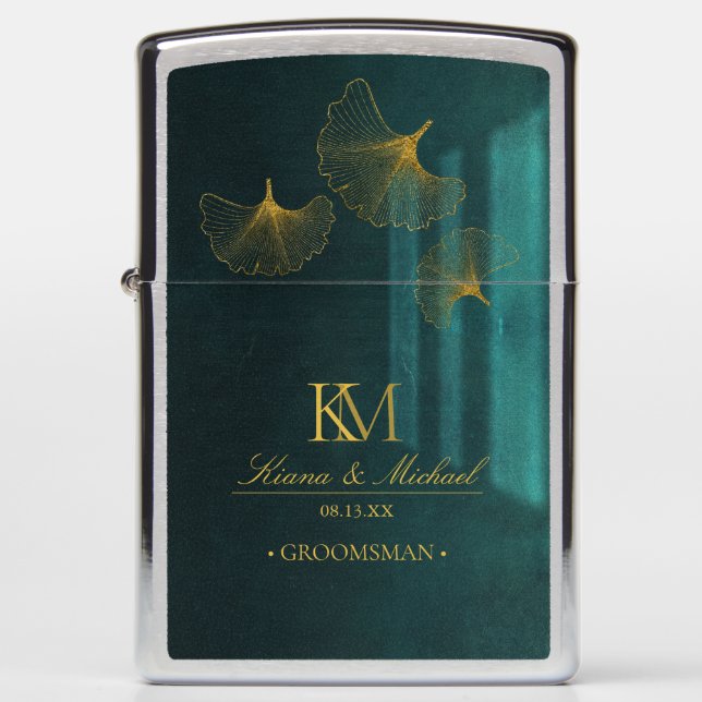 Moonlight Romance Groomsman Emerald Green ID881 Zippo Lighter (Front)