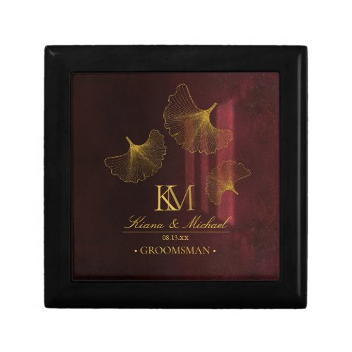 Moonlight Romance Groomsman Gold Burgundy ID881 Gift Box