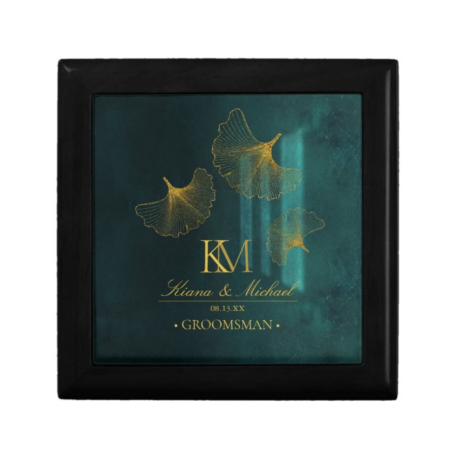 Moonlight Romance Groomsman Gold Emerald ID881 Gift Box (Front)