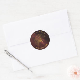 Moonlight Romance Wedding2 Burgundy ID881 Classic Round Sticker