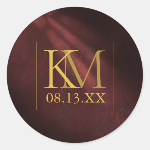 Moonlight Romance Wedding Burgundy ID881 Classic Round Sticker