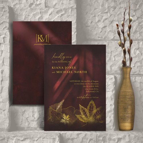 Moonlight Romance Wedding Burgundy ID881 Invitation