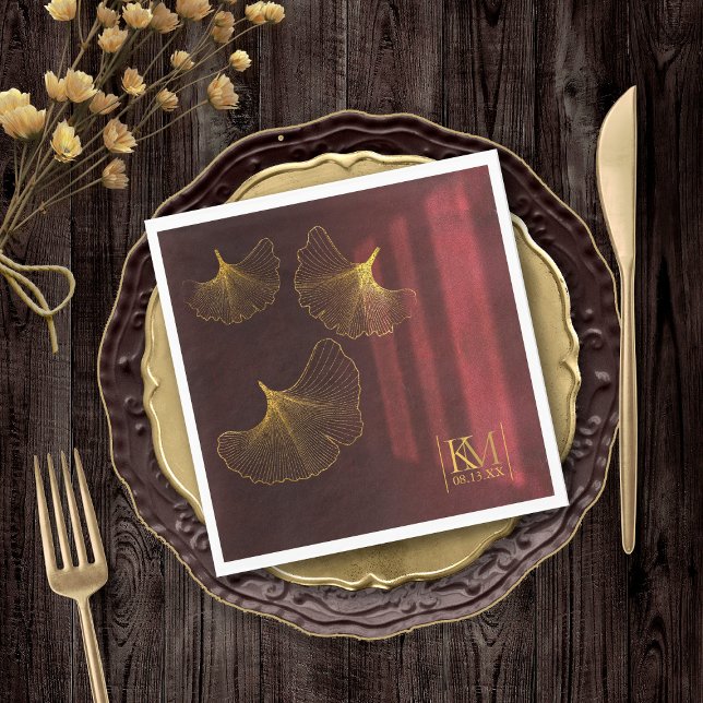Moonlight Romance Wedding Burgundy ID881 Napkins (Creator Uploaded)