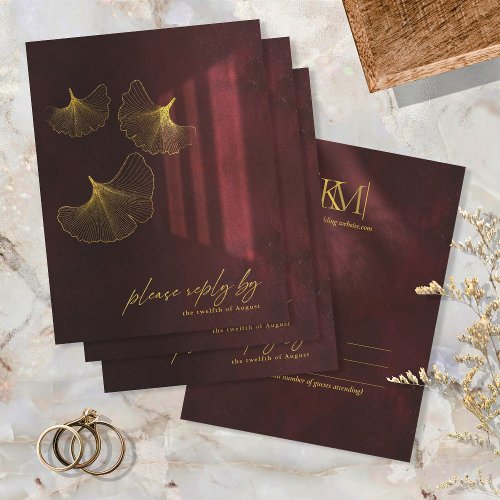 Moonlight Romance Wedding Burgundy ID881 RSVP Card