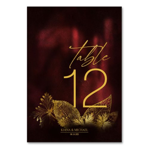 Moonlight Romance Wedding Burgundy ID881 Table Number