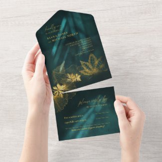 Moonlight Romance Wedding Emerald Green ID881 All In One Invitation