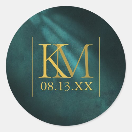 Moonlight Romance Wedding Emerald Green ID881 Classic Round Sticker