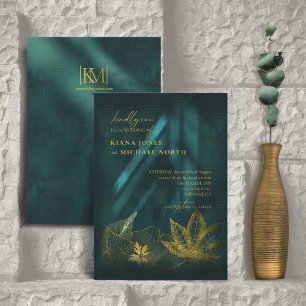 Moonlight Romance Wedding Emerald Green ID881 Invitation