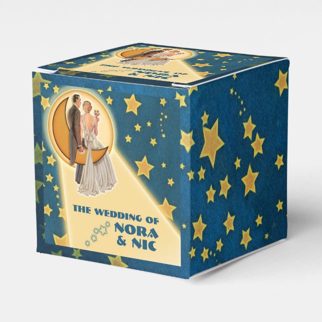 Moonlight Romance Wedding Favor Boxes (Front Side)