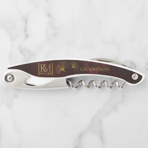 Moonlight Romance Wedding Groomsman Burgundy ID881 Waiter's Corkscrew