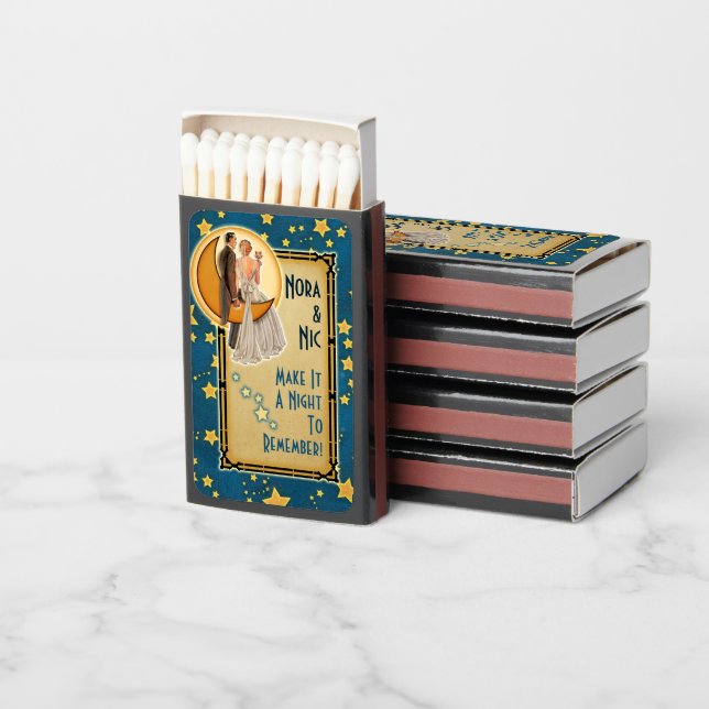 Moonlight Romance Wedding Match Boxes (Stacked)