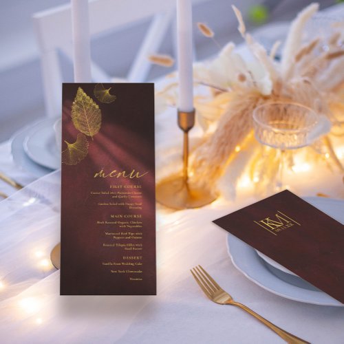 Moonlight Romance Wedding Menu Burgundy ID881